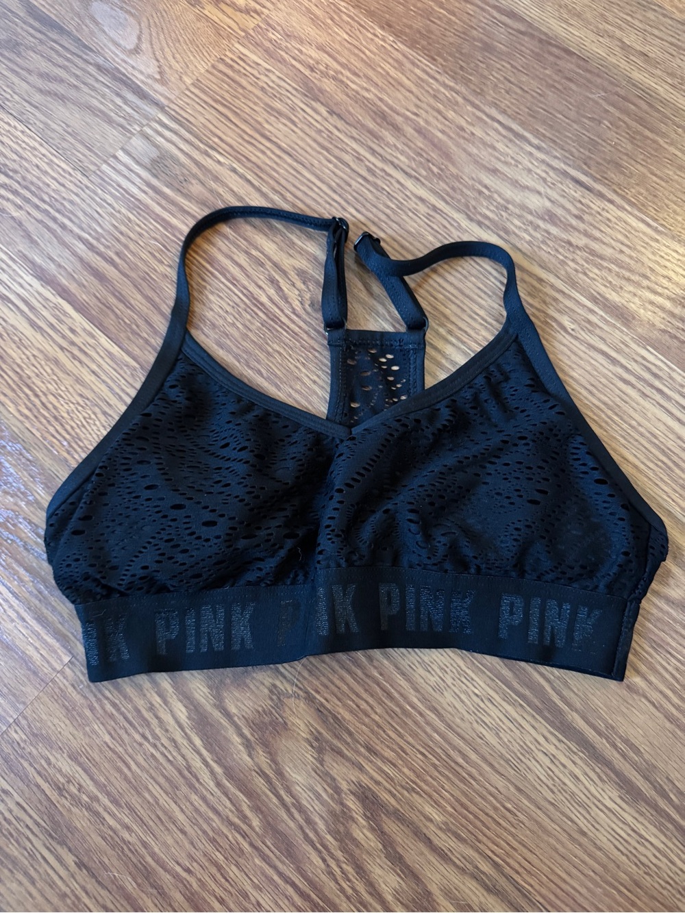PINK Victoria's Secret Black Laser-Cut Racerback Bralette